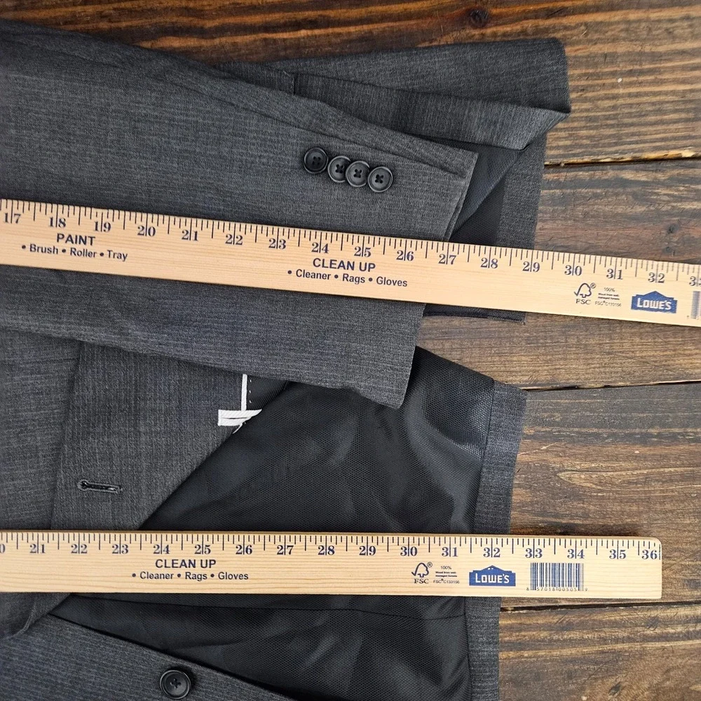 Kenneth Cole Men's Sport Coat Blazer Two Button‎ Gray Herringbone Wool Slim 50L